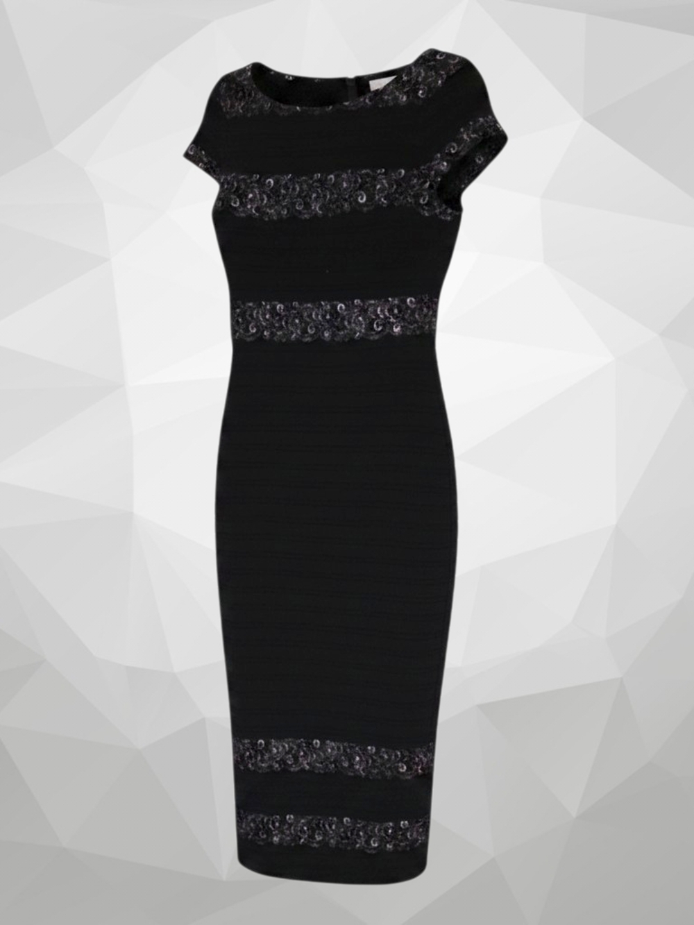 Calvin Klien Full Length Gown With Silver Lace